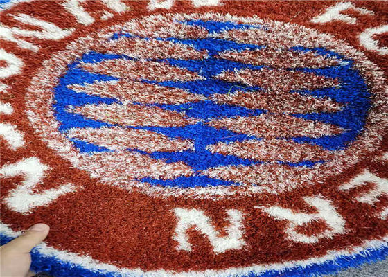 Basketball Team Logo 20mm Height Circle Artificial Grass For Decoration European Cup